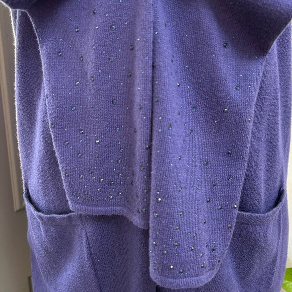 Chico’s Women’s Purple Open Front Long Cardigan with Rhinestone Detail | Size M - Picture 5 of 8